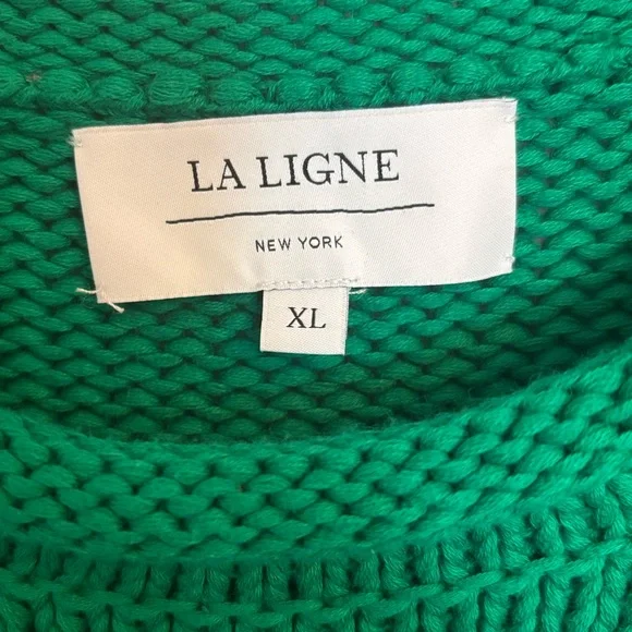 La Ligne x Sakara Mini Marina Striped Cotton Sweater in Kelly Green White, XL - Picture 7 of 11